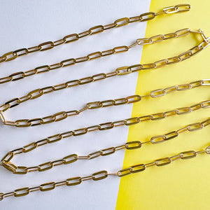 14mm Shiny Gold Flat Paperclip Chain