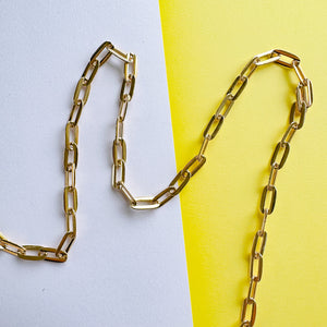 14mm Shiny Gold Flat Paperclip Chain