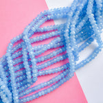 8mm Parisian Blue Faceted Dyed Jade Rondelle Strand