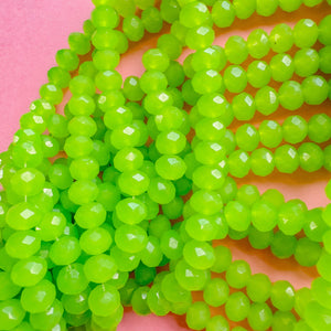 8mm Aloe Green Faceted Crystal Rondelle Strand