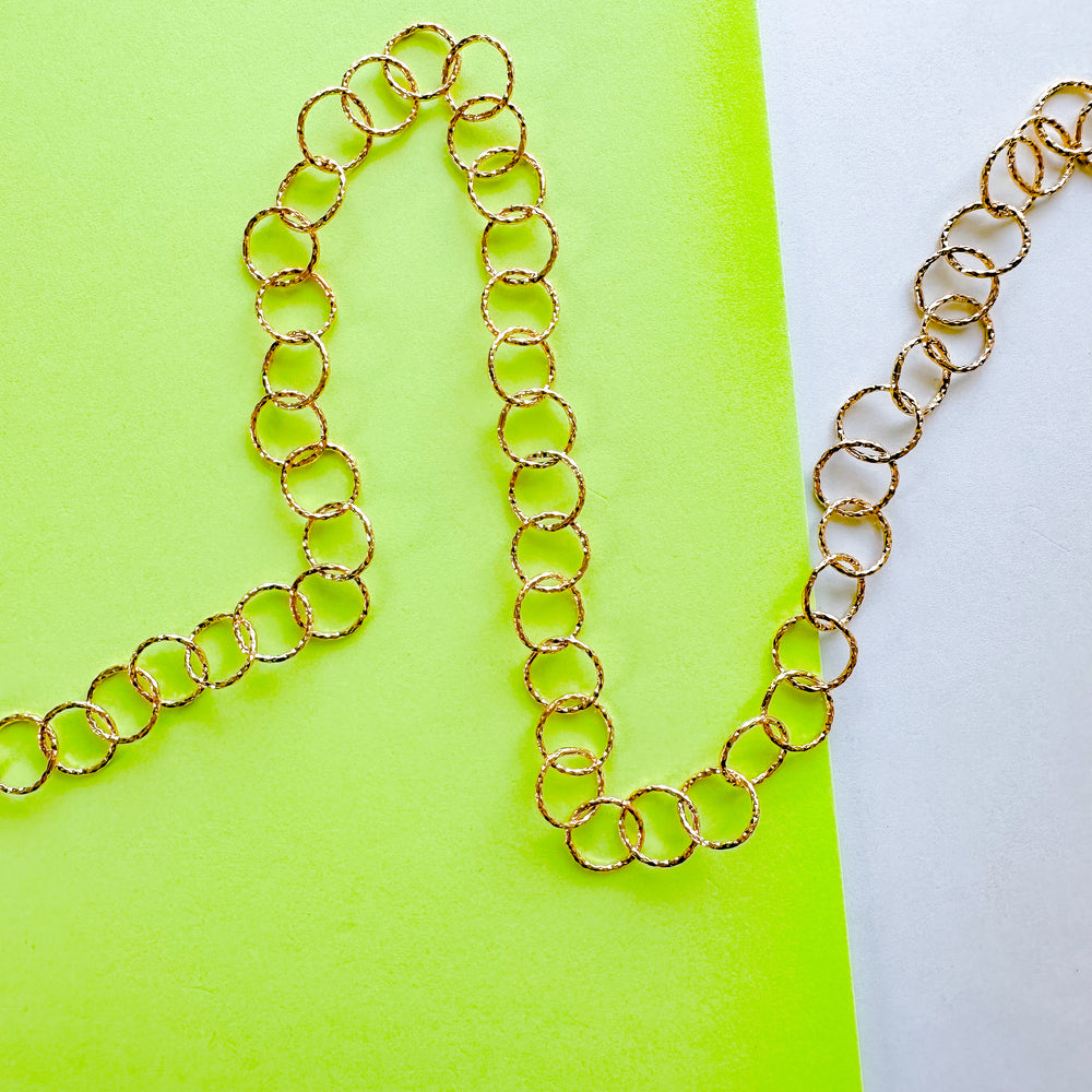 10mm Shiny Plated Gold Round Crinkle Chain