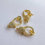 26mm Gold Plated Pave Lobster Claw Clasp with Ring