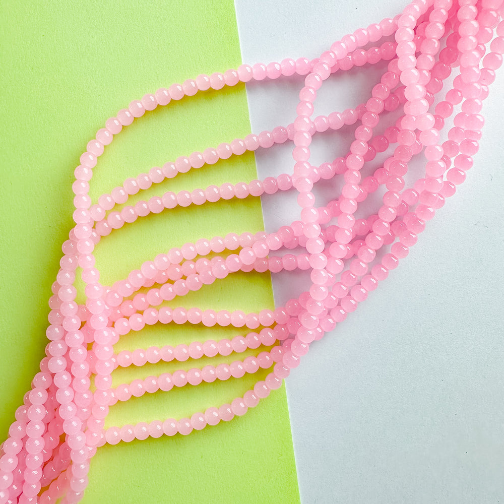 5mm Pink Lemonade Smooth Glass Rounds Strand