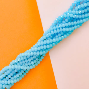 8mm Translucent Blue Faceted Crystal Strand