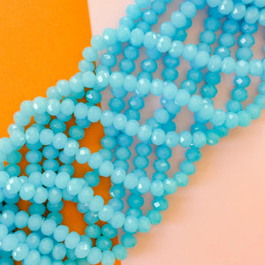 8mm Translucent Blue Faceted Crystal Strand