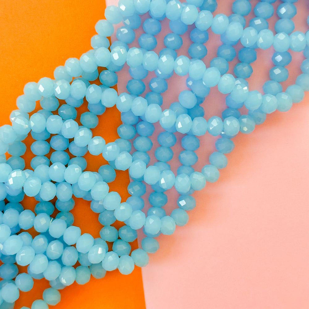8mm Translucent Blue Faceted Crystal Strand