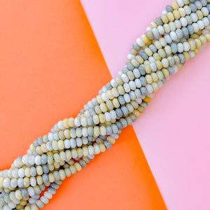 8mm Yellow Blend Smooth Dyed Jade Rondelle Strand