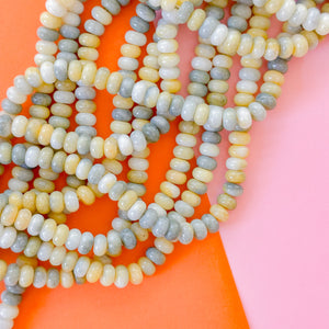 8mm Yellow Blend Smooth Dyed Jade Rondelle Strand