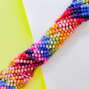 8mm Rainbow Faceted Rondelle Knotted Strand - Fresco Tone