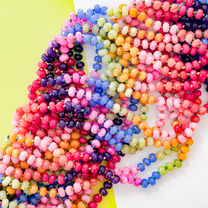 8mm Rainbow Faceted Rondelle Knotted Strand - Fresco Tone