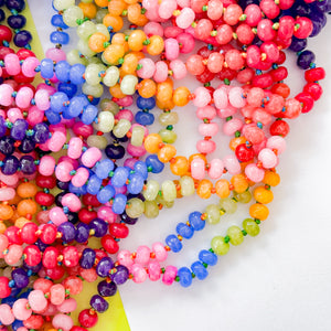 8mm Rainbow Faceted Rondelle Knotted Strand - Fresco Tone
