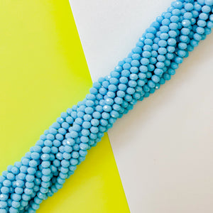 8mm Opaque Turquoise Blue Faceted Crystal Strand