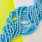 8mm Opaque Turquoise Blue Faceted Crystal Strand