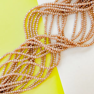 4mm Latte Shimmer Faceted Crystal Rondelle Strand