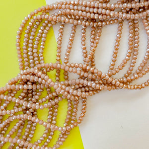 4mm Latte Shimmer Faceted Crystal Rondelle Strand