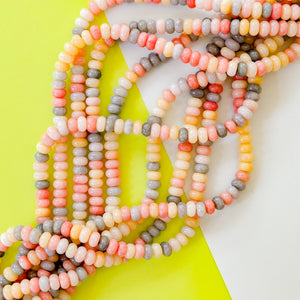8mm Peach Fizz Smooth Dyed Jade Rondelle Strand