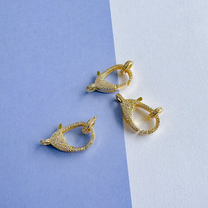 23mm Gold Plated Pave Lobster Claw Clasp with Ring