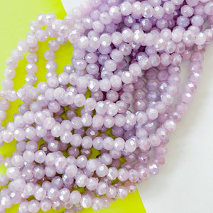 8mm Frosty Lilac Faceted Crystal Rondelle Strand