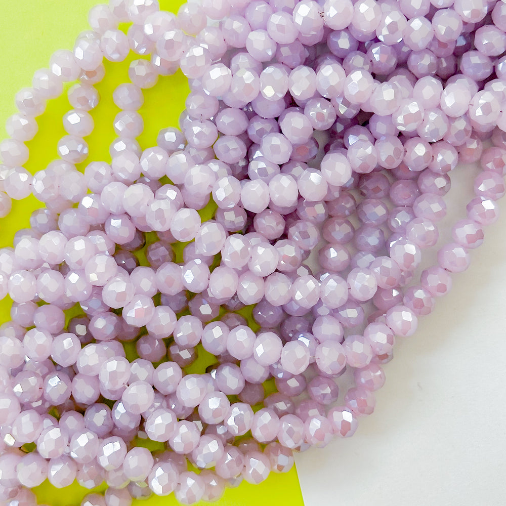 8mm Frosty Lilac Faceted Crystal Rondelle Strand