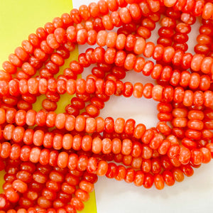 8mm Sweet Potato Dyed Jade Smooth Rondelle Strand
