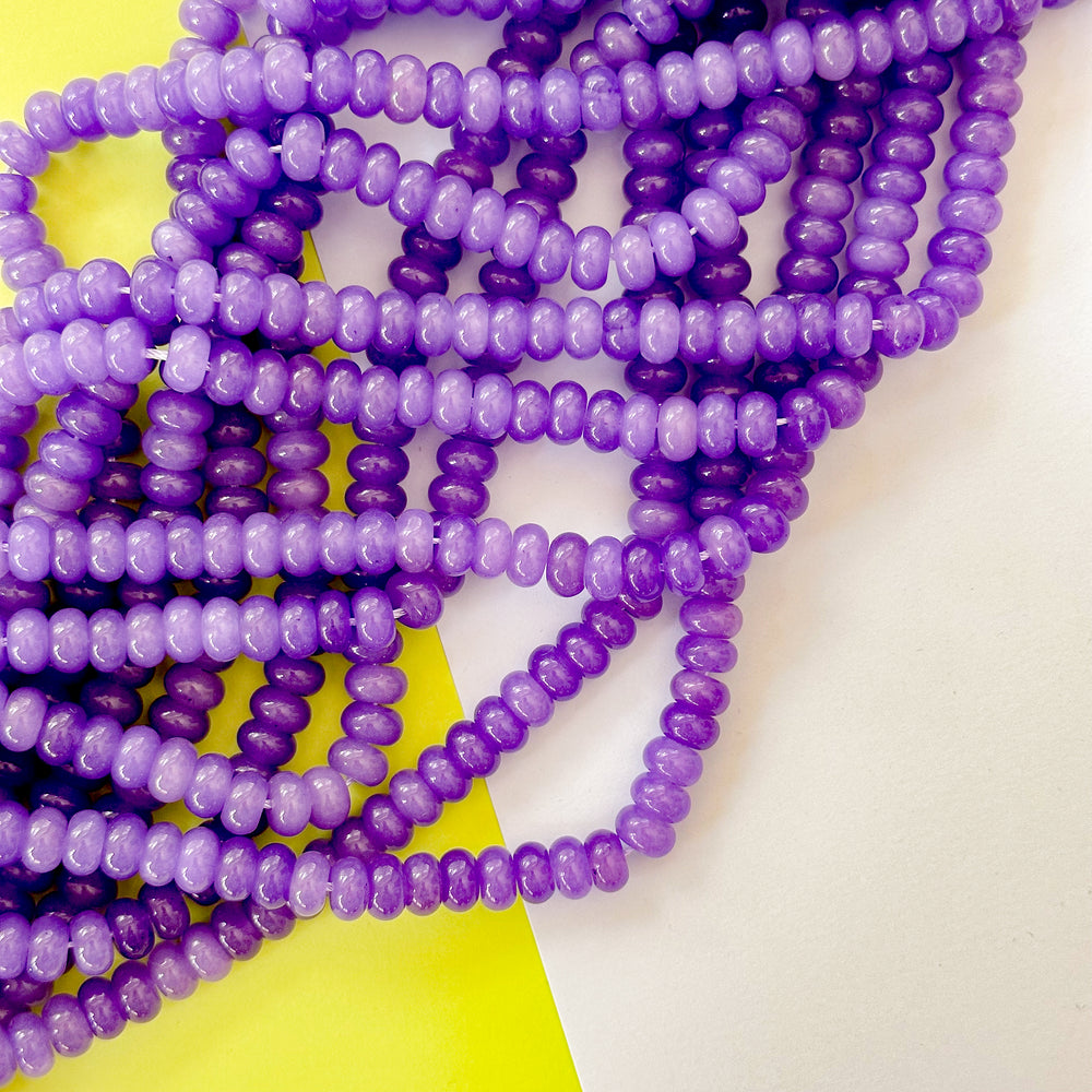 8mm Purple Smooth Dyed Jade Rondelle Strand