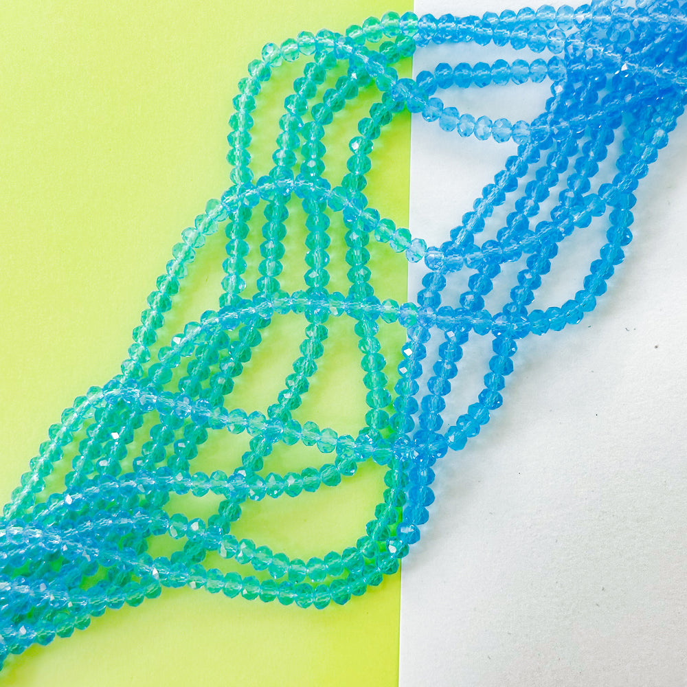 4mm Turquoise Water Faceted Crystal Rondelle Strand