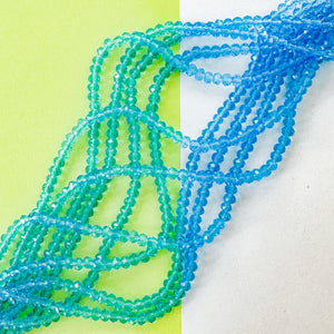 4mm Turquoise Water Faceted Crystal Rondelle Strand