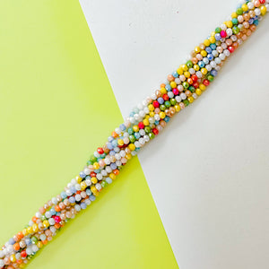 4mm Rainbow Sugar Mix Faceted Crystal Rondelle Strand