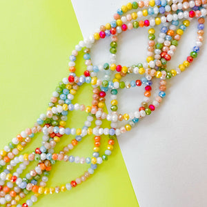 4mm Rainbow Sugar Mix Faceted Crystal Rondelle Strand