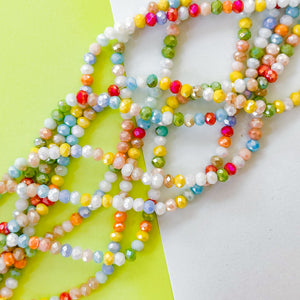 4mm Rainbow Sugar Mix Faceted Crystal Rondelle Strand