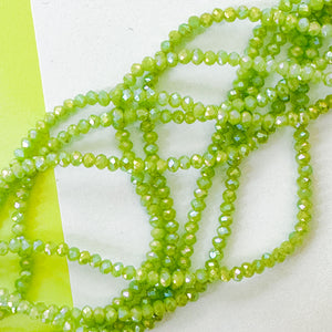 4mm Lime A/B Faceted Crystal Rondelle Strand