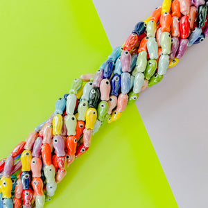 10mm Hand Painted Porcelain Rainbow Fish Strand