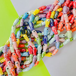 10mm Hand Painted Porcelain Rainbow Fish Strand