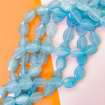 18mm Steel Blue Dyed Calcite Faceted Oval Strand