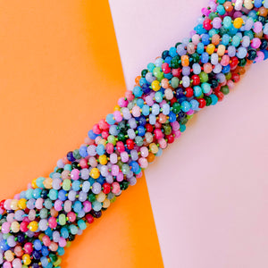 8mm Rainbow Faceted Rondelle Knotted Strand - Confetti Blend