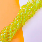 15mm Chartreuse Faceted Glass Round Strand