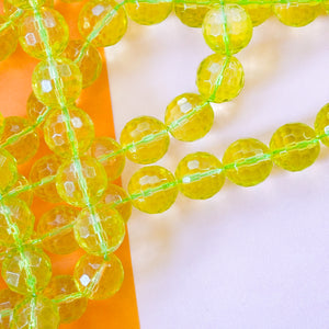 15mm Chartreuse Faceted Glass Round Strand