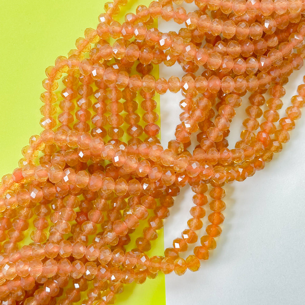 8mm Marmalade Faceted Crystal Rondelle Strand