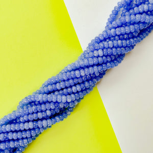 8mm Cornflower Blue Smooth Dyed Jade Rondelle Strand