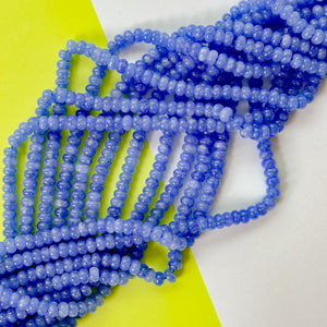 8mm Cornflower Blue Smooth Dyed Jade Rondelle Strand