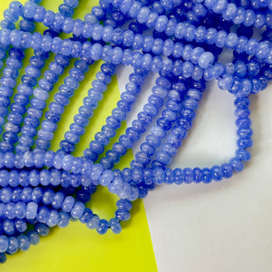 8mm Cornflower Blue Smooth Dyed Jade Rondelle Strand