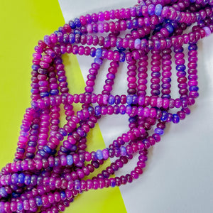 8mm Purple Party Smooth Dyed Jade Rondelle Strand