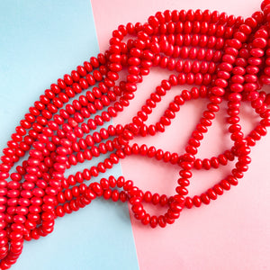 8mm Red Bamboo Coral Rondelle Strand