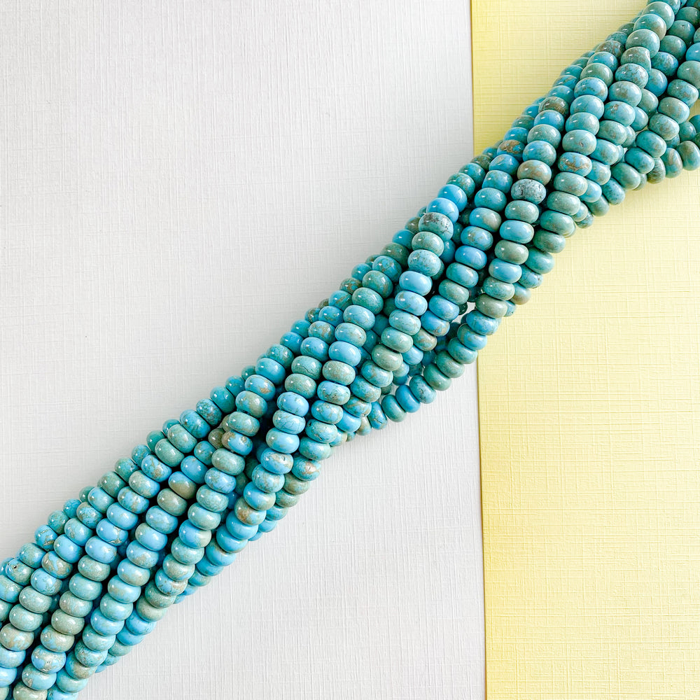
                
                    Load image into Gallery viewer, 8mm Howlite Turquoise Rondelle Strand
                
            