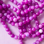 8mm Hot Lilac Faceted Dyed Jade Rounds Strand