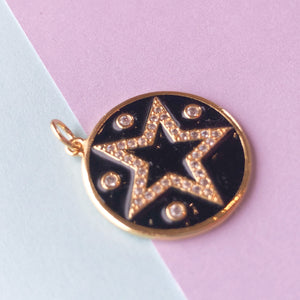 
                
                    Load image into Gallery viewer, 20mm Enamel Pave Crystal Star Pendant
                
            