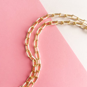 12mm White Oval Paperclip Gold Chain