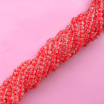 8mm Coral Lined Faceted Chinese Crystal Rondelle Strand