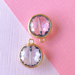 17mm Clear Round Crystal Bezel Charm - 2 Pack