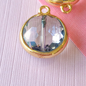 17mm Clear Round Crystal Bezel Charm - 2 Pack